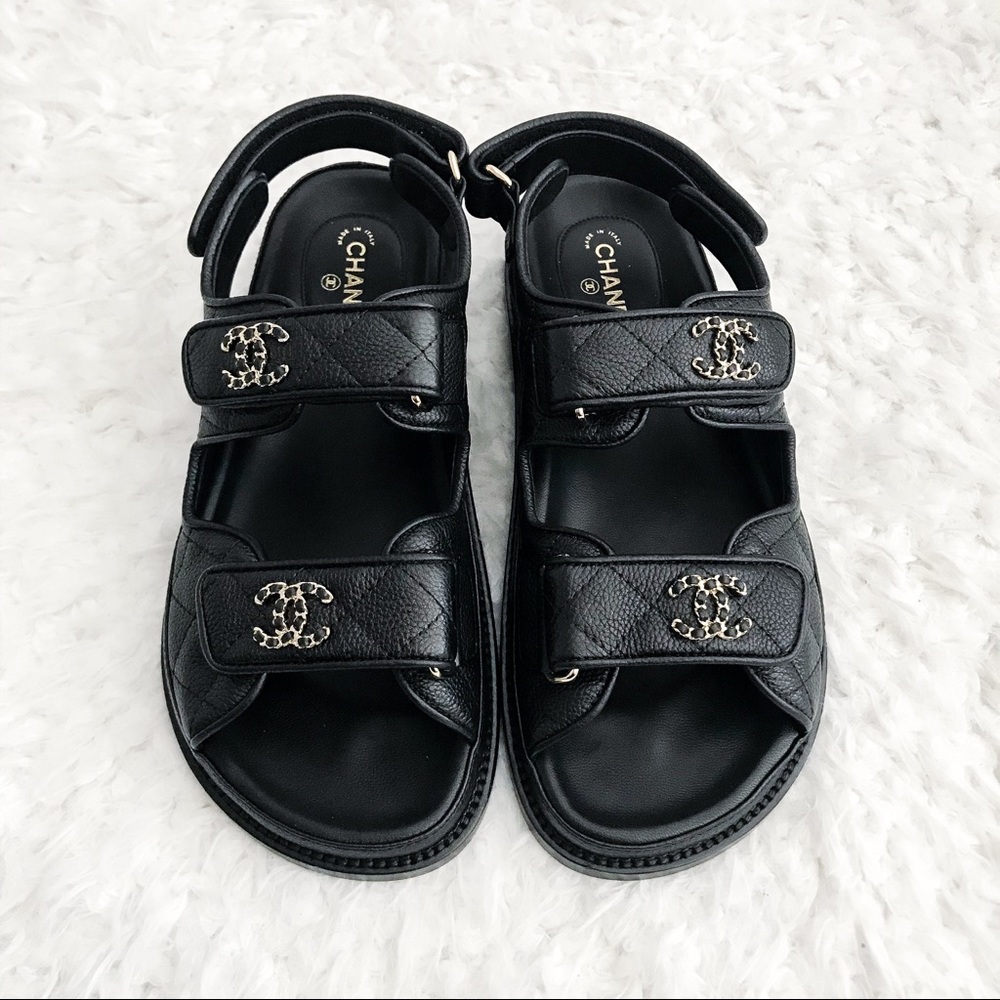 authentic chanel calfskin dad sandals